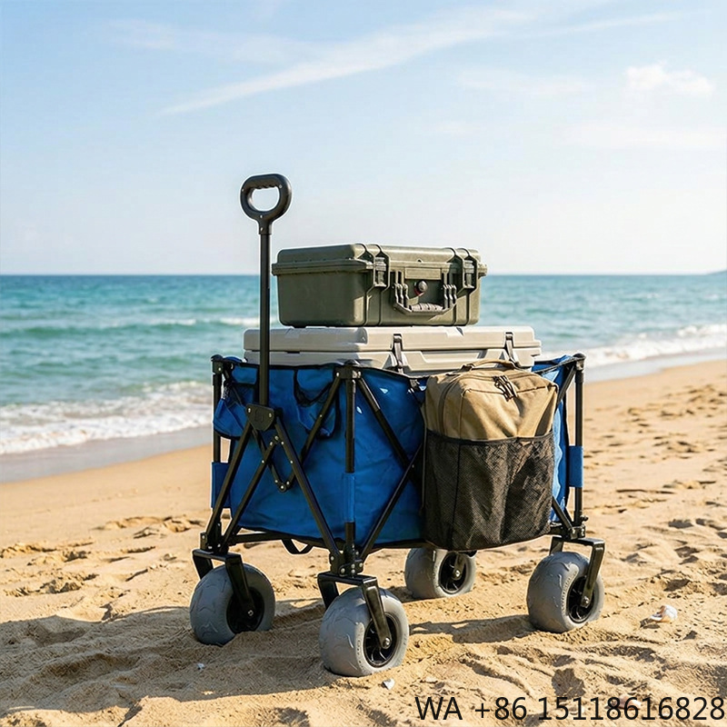 Camp Table Folding - Gerobak Pantai Lipat Berbahan Logam dengan