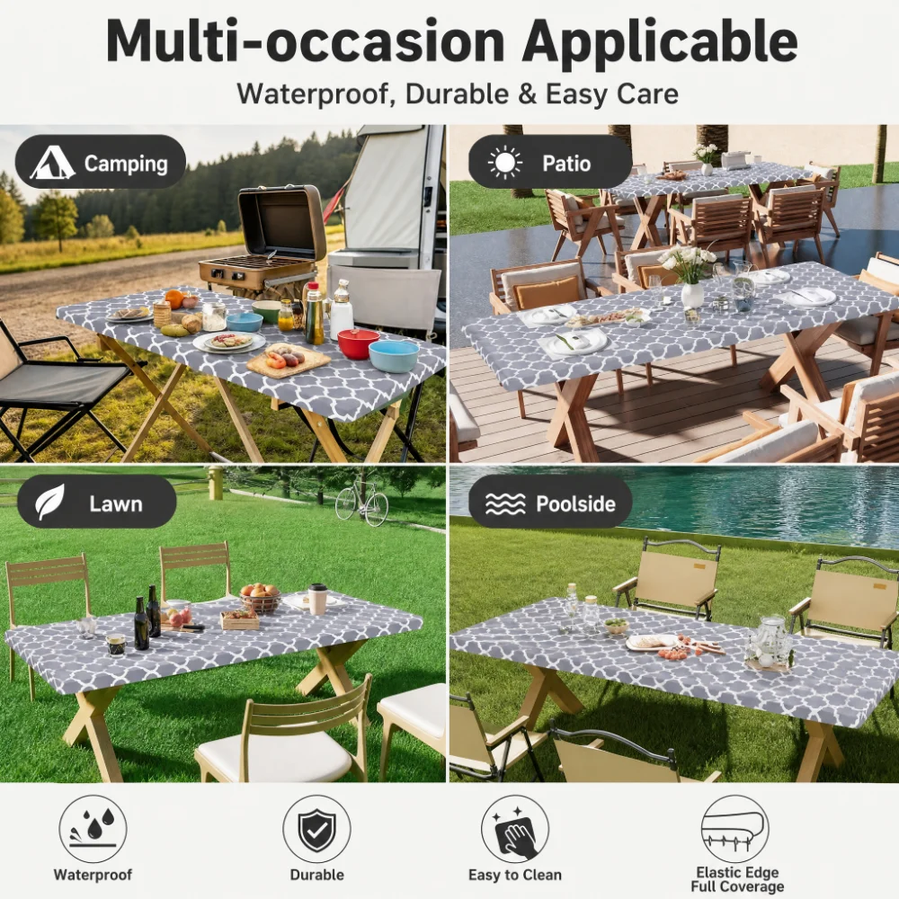 Camp Table Folding - Taplak Meja Persegi Panjang, Taplak Meja