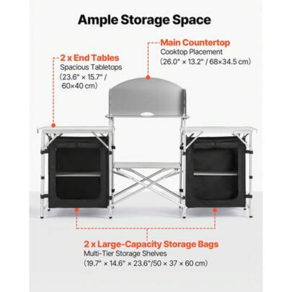 Outdoor Camping Kitchen Setup - Meja Lipat Portabel untuk Memasak di