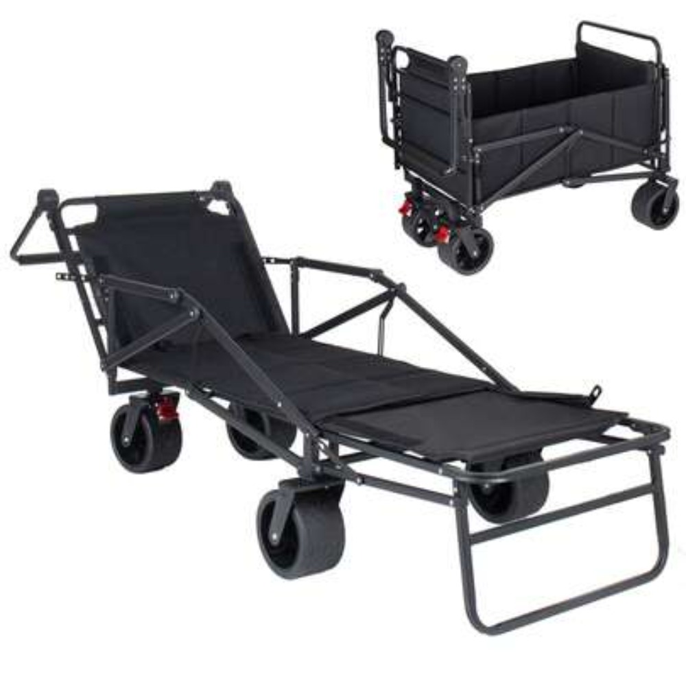 Camp Table Folding - Gerobak Lipat 3-in-1 dengan Tempat Gelas