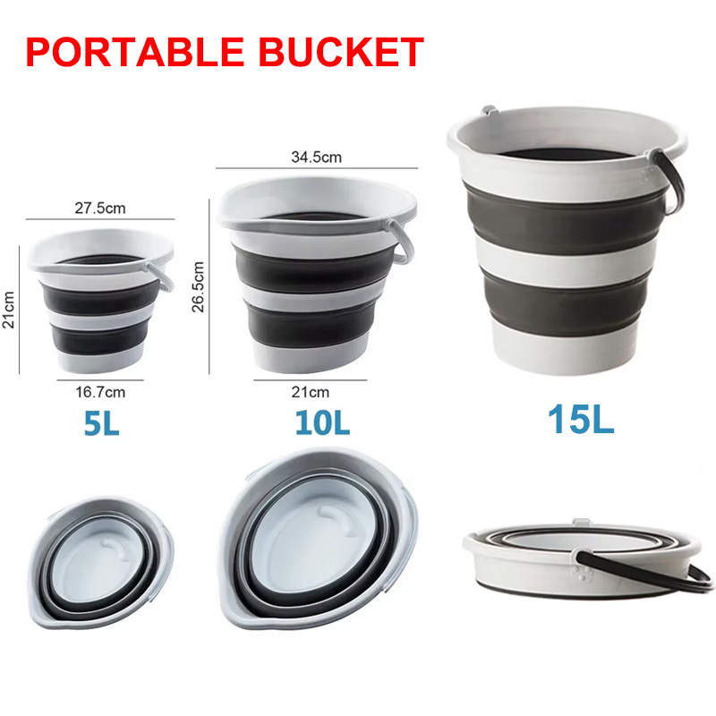 Outdoor Camping Bin - Ember lipat portabel 5/10/15L, untuk mencuci,