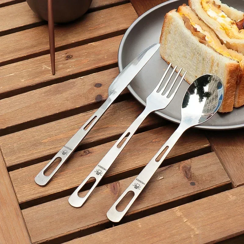 Outdoor Camping Kitchen Set - HWZBBEN Set pisau sendok garpu Titanium,