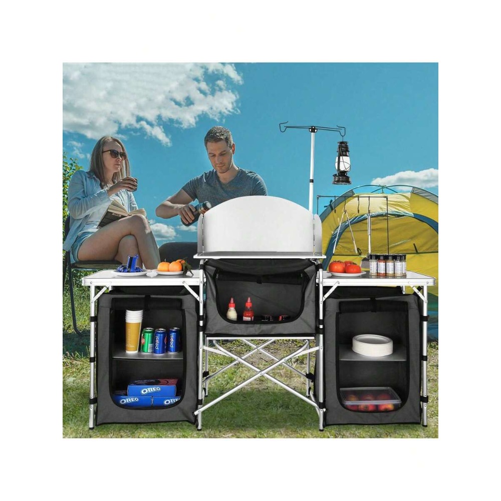 Outdoor Camping Kitchen Setup - Meja Dapur Lipat untuk Berkemah dengan