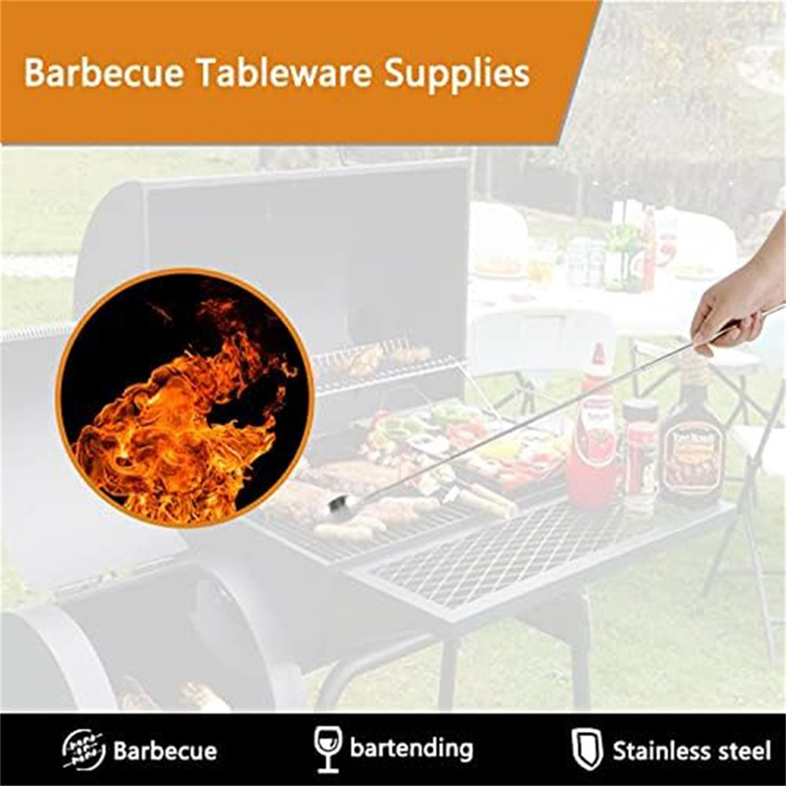 Outdoor Camping Kitchen Set - Peralatan BBQ Teleskopik Sendok Garpu Barbekyu