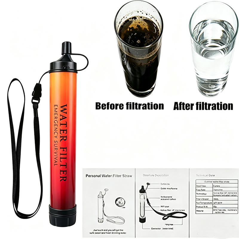Outdoor Camping Water Filter - Sedotan Penyaring Air Darurat untuk Bertahan