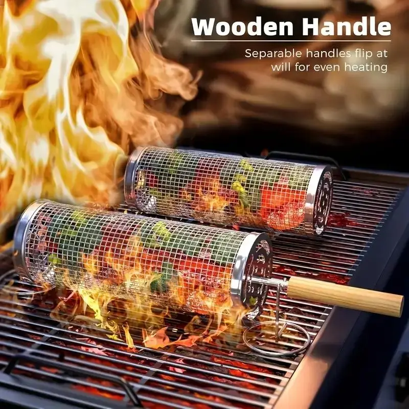 Outdoor Camping Grill - Keranjang Panggangan BBQ Baja Tahan Karat,