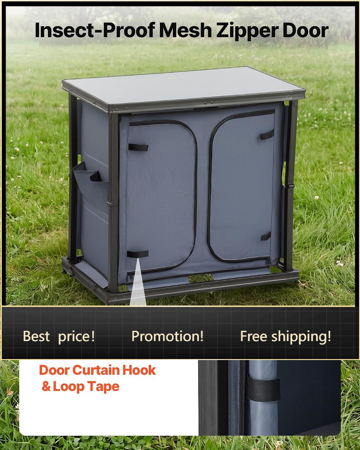 Outdoor Camping Kitchen Setup - Lemari Penyimpanan Lipat untuk Berkemah, Meja