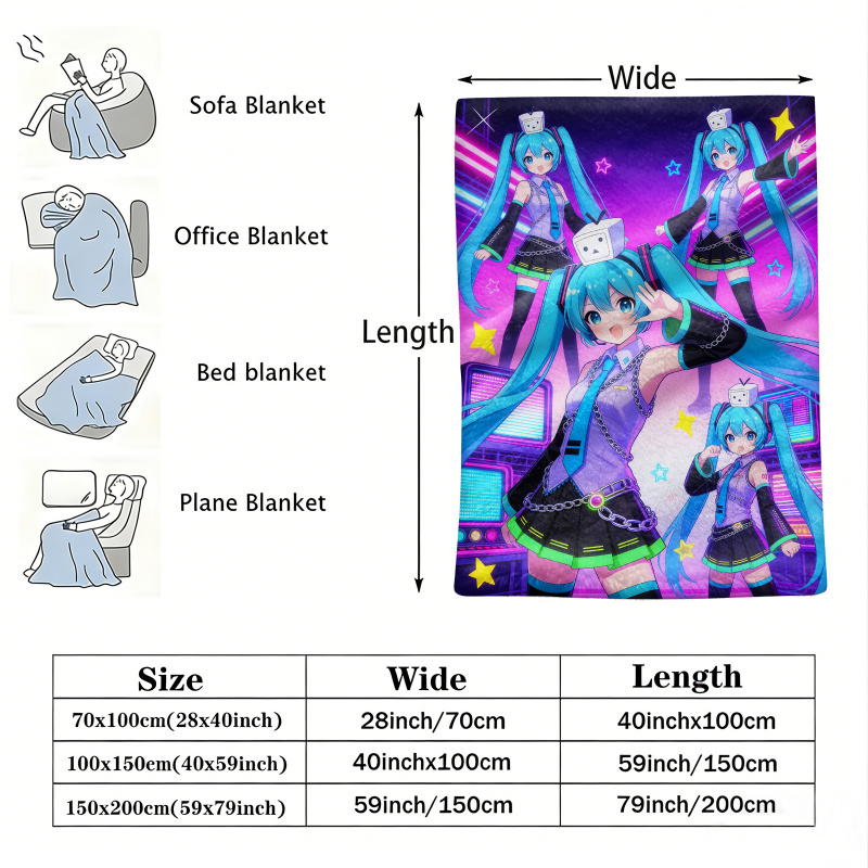 Selimut Flanel Hatsune Miku, S - Outdoor Camping Anime ulasan dan harga