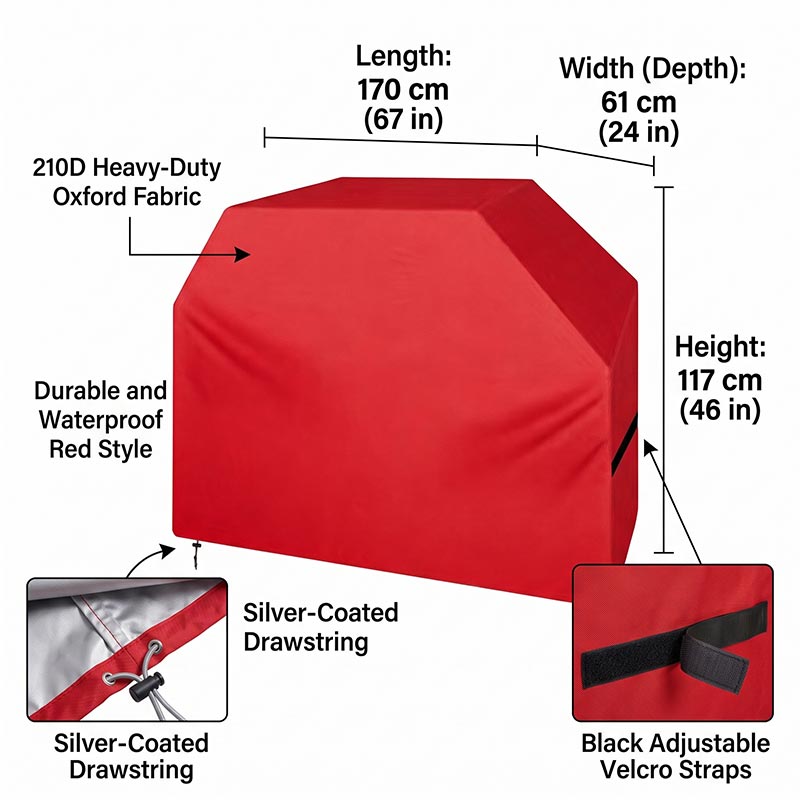 Penutup BBQ 210D Anti Debu Tah - Outdoor Camping Grill ulasan dan harga