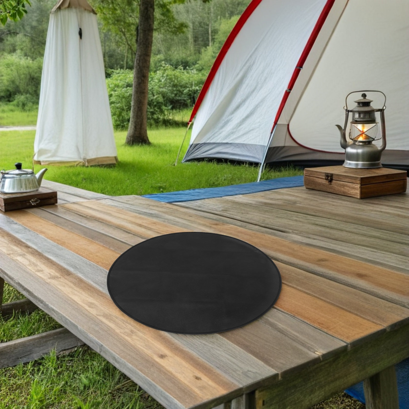 Alas BBQ Tahan Api Bulat, Alas - Outdoor Camping Grill ulasan dan harga