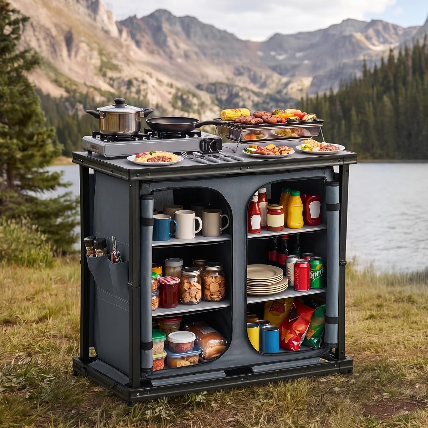 Lemari Penyimpanan Lipat untuk - Outdoor Camping Kitchen Setup ulasan dan harga